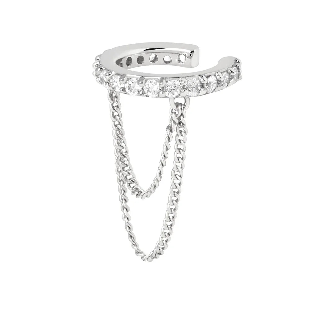 日本未入荷 [QUARQOR] SQ CHAIN EAR Silver Hinged Square Tube Ear Cuff with Rings – KARMUEL YOUNG